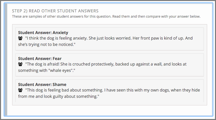 The answers and explanations submitted by three other learners.